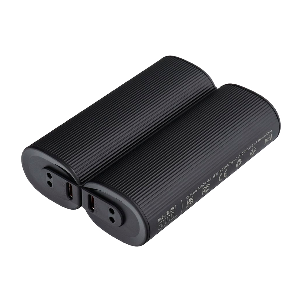 Power Bank - Calentador de manos incluido - Capacidad 5000mAh - Entrada y salida USB-C - Color negro - Policarbonato a prueba de fuego