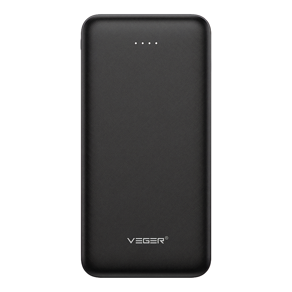 Veger Power Bank  - Capacidad 10000mAh - Entradas Micro USB-C y 2x USB-A - Salidas Micro USB-C y 2x USB-A - 3 dispositivos a la vez - Color negro