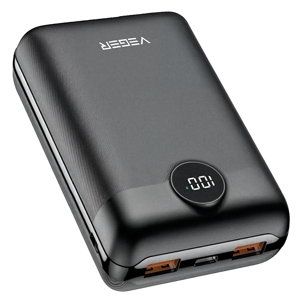 Veger Mini Power Bank  - Capacidad 20000mAh - Entradas Micro USB-C y USB-C - Salidas USB-C y USB-A - Carga rápida 20WPD - Color negro | 3 dispositivos a la vez