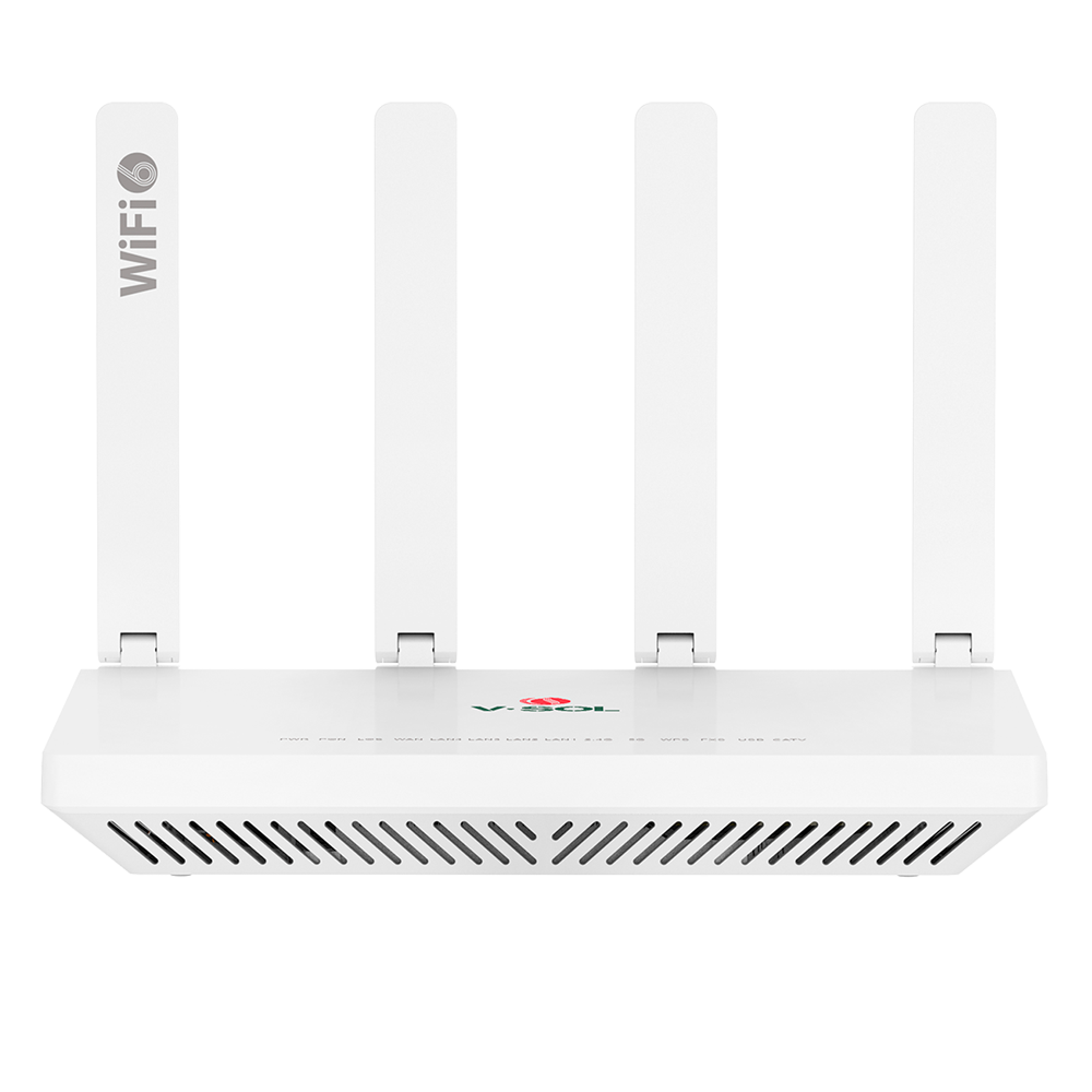 V-SOL Router ONT Wi-Fi 6 - 1X PON 4x LAN RJ45 GE 1x RJ11 1x CATV 1x USB3.0 - 802.11ax 3x3 dual band 2.4 e 5GHz  - Ideale per l'FTTH domestico e aziendale