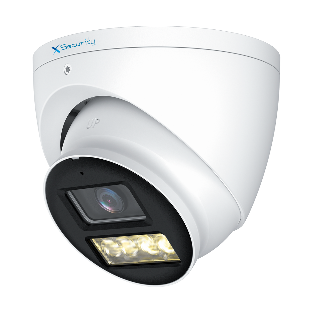 Cámara Turret X-Security Gama PRO - Salida 4 en 1 - Resolución 5 Mpx (2880x1620) - Lente 2.8 mm | Luz híbrida alcance 40 m - Audio sobre cable Coaxial en HDCVI y HDTVI - Impermeable IP67 | Micrófono integrado