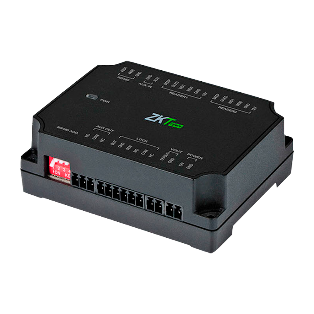 Controller accessi Extender - Accesso con scheda o password - Comunicazione RS485 - 2 lettori Wiegand - Uscita relè per 1 porta - È necessario il controller master  ZK-C2-260