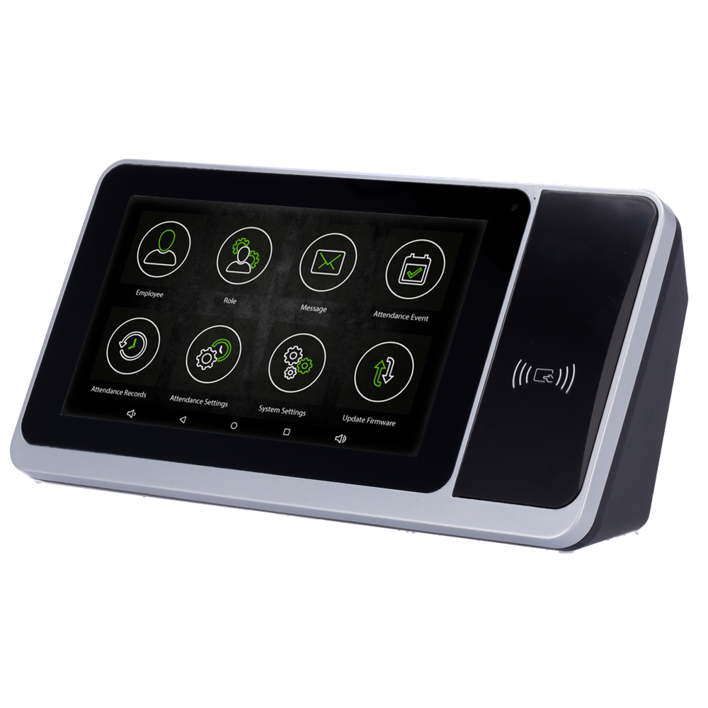 Rilevazione presenze Android con telecamera - Scheda EM/MF/DESFire e PIN - 10.000 scheda | 200.000 registri - 7" TFT tattile | TCP/IP