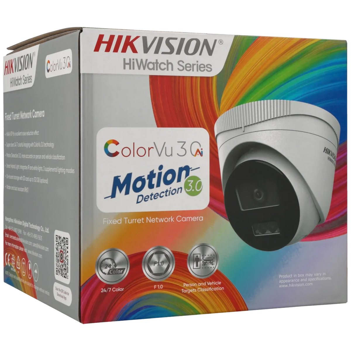 FENIVA | Hikvision - Telecamera minidome IP da 2 Mpx con ottica fissa - Angolo di visione: 106º, Serie: ColorVu, Colore: Bianco