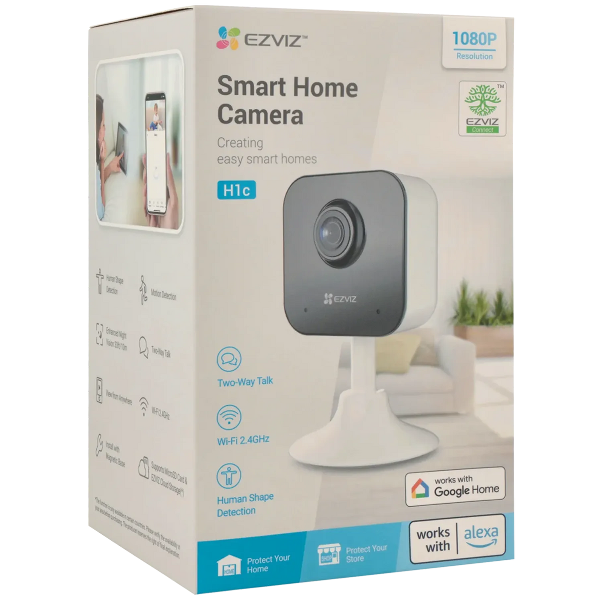 FENIVA | Ezviz - Telecamera cubo IP da 2 Mpx con ottica fissa - Angolo di visione: 108º