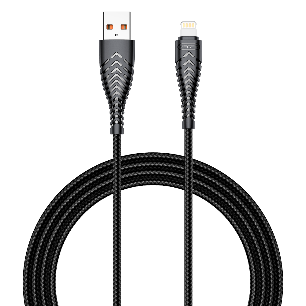 Veger - Cavo USB2.0 - USB-A a Lightning - Guaina in plastica, Nylon intrecciato  - Lunghezza 1.2m