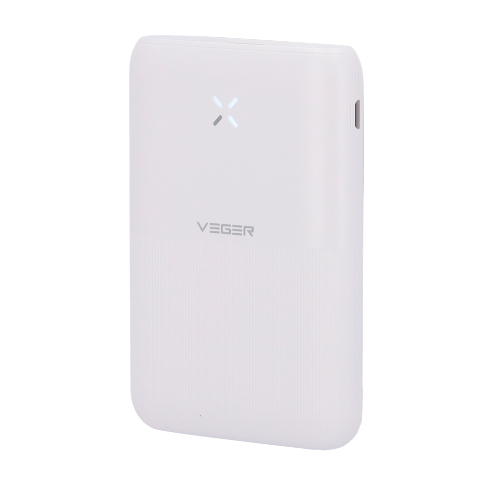 VEGER - Power bank con indicatore di ricarica a LED - Capacità 10000mAh - Ricarica veloce PD20W - Ingressi MicroUSB, Lightning, Uscite USB-A, USB-C - Ricarica di 2 dispositivi contemporaneamente