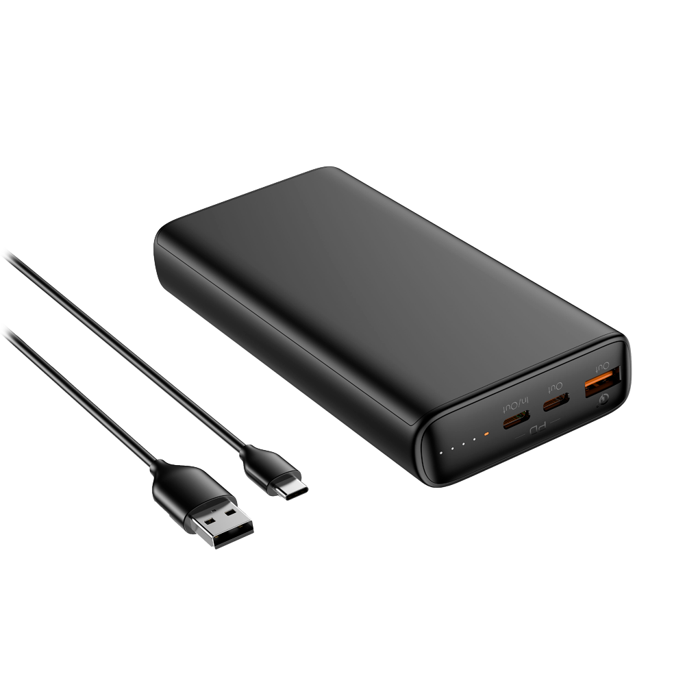 VEGER - Power bank con indicatore di ricarica a LED - Capacità 20000mAh - Ricarica veloce PD100W - Ingressi USB-C, Uscite USB-C ,2 USB-A - Ricarica di 3 dispositivi contemporaneamente