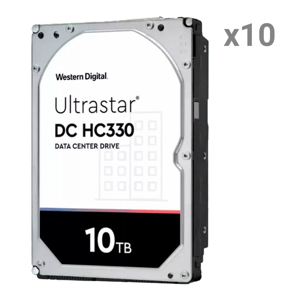 Hard Disk Western Digital - 10 pezzi | Capacità da 10 TB ciascuno - Interfaccia SATA 6 GB/s - Modello WUS721010ALE6L4 - Progettato appositamente per Server e Data Center - Da solo o installato su DVR