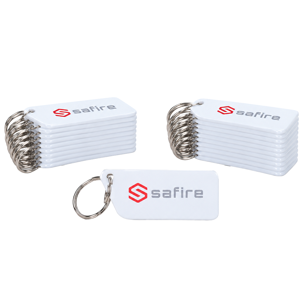 FENIVA | Llavero TAG de proximidad numerado - ID por radiofrecuencia - MF pasivo | Resina epoxi brillante - Alta frecuencia 13.56 MHz - 56 (An) x 28 (Al) mm | Pack de 50 unidades