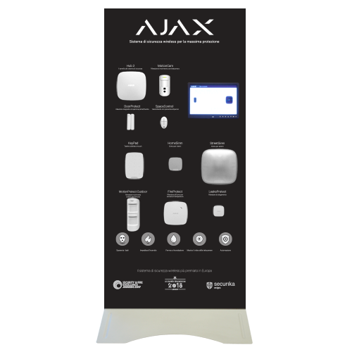 Espositore Demo Display Stand - Kit di allarme professionale Grado 2 - Ajax MotionCam per l'invio delle immagini - Comunicazione Ethernet e GPRS - Senza fili 868 MHz Jeweller - App Mobile e Software PC / Color blanco