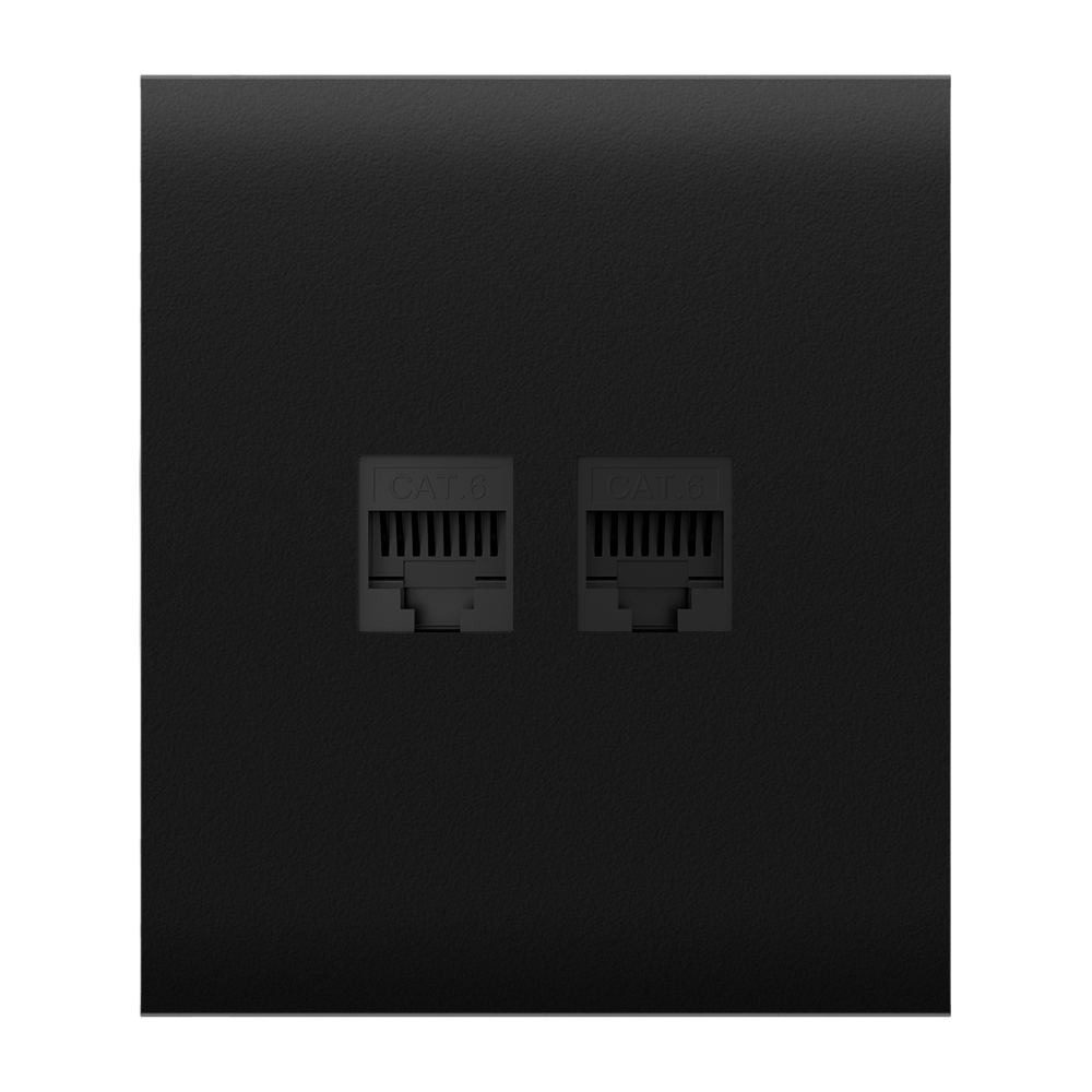 Tapa central para enchufe Ethernet - Compatible con AJ-OUTLETCORE-LAN-B - Requiere marco AJ-FRAME - Color negro