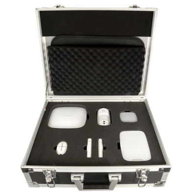 Valigetta Demo  - Kit di allarme professionale Grado 2 - Ajax MotionCam per l'invio delle immagini - Comunicazione Ethernet e GPRS - Senza fili 868 MHz Jeweller - App Mobile e Software PC / Color blanco