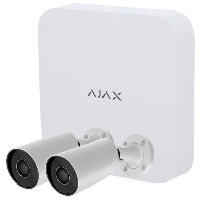 Kit di videosorveglianza Ajax - Videoregistratore Ajax da 8 canali   - 2 telecamere bullet da 5 Mpx Ajax - IR LED Portata 50m