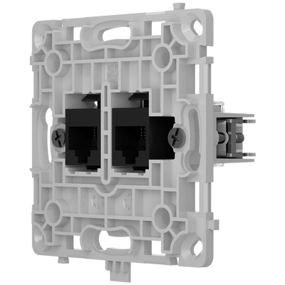 Enchufe Ethernet con dos puertos - Compatible con cables CAT.6 y CAT.5e  - Transmisión de datos a alta velocidad - Requiere tapa: SOLOCOVER-LAN / SIDECOVER-LAN - CENTERCOVER-LAN - Color negro