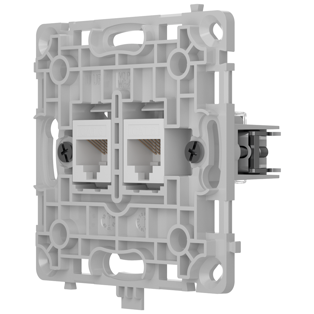 Enchufe Ethernet con dos puertos - Compatible con cables CAT.6 y CAT.5e  - Transmisión de datos a alta velocidad - Requiere tapa: SOLOCOVER-LAN / SIDECOVER-LAN - CENTERCOVER-LAN - Color blanco