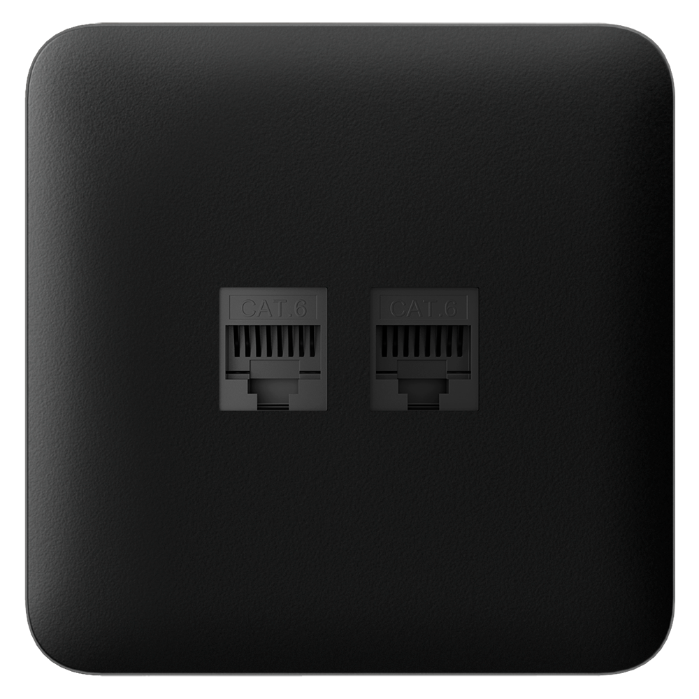 Tapa lateral para enchufe Ethernet - Compatible con AJ-OUTLETCORE-LAN-B - Incluye marco individual - Color negro