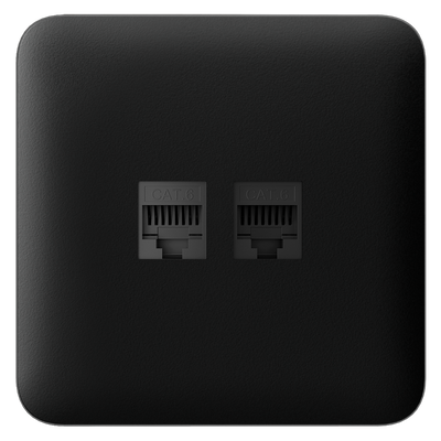 Tapa lateral para enchufe Ethernet - Compatible con AJ-OUTLETCORE-LAN-B - Incluye marco individual - Color negro