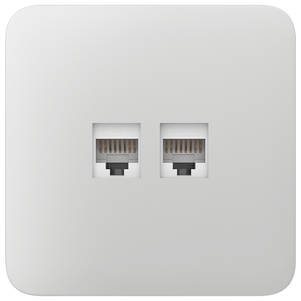 Tapa lateral para enchufe Ethernet - Compatible con AJ-OUTLETCORE-LAN-W - Incluye marco individual - Color blanco