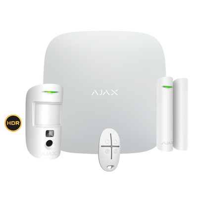 Kit di allarme professionale - Certificato Grado 2 - Comunicazione Ethernet / Wi-Fi / dual SIM 4G - Senza fili868 MHz Jeweller e Wings - Ajax HUB 2 Plus