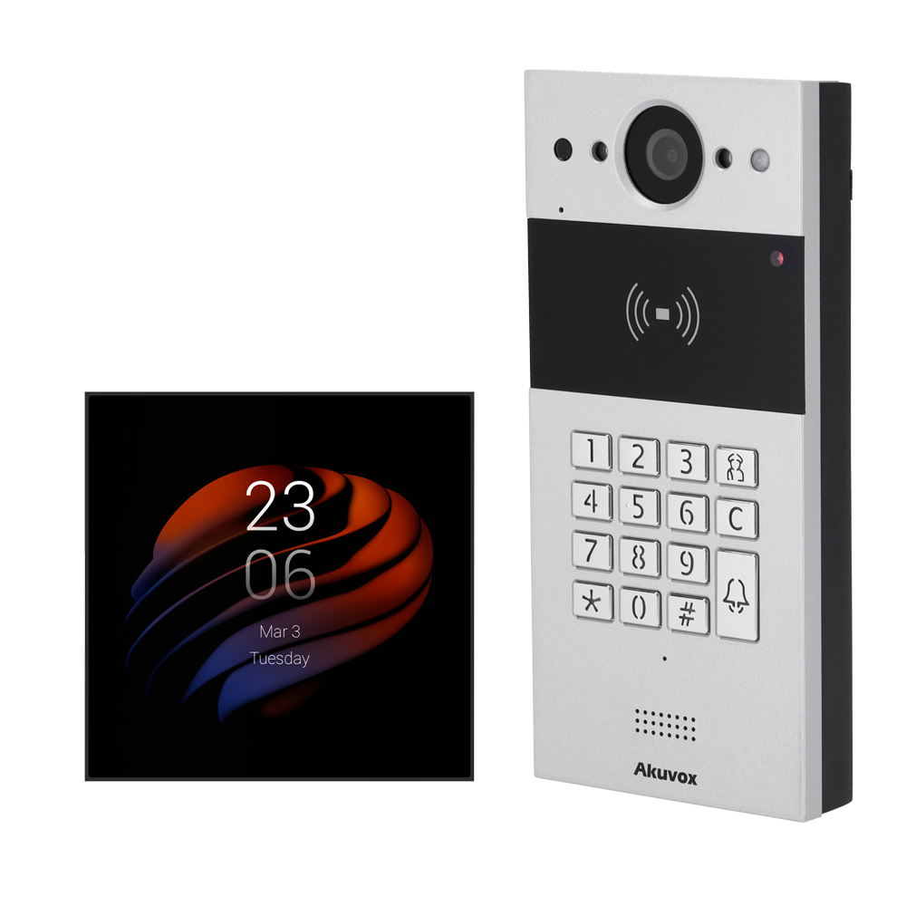 Kit di domotica e videocitofono Android - IP &amp; WiFi | Postazione esterna e monitor - Audio bidirezionale | Bluetooth e ZigBee - Lettore EM/MF e NFC | PoE Standard - 2 uscite relè | Antivandalo - Connessione Cloud