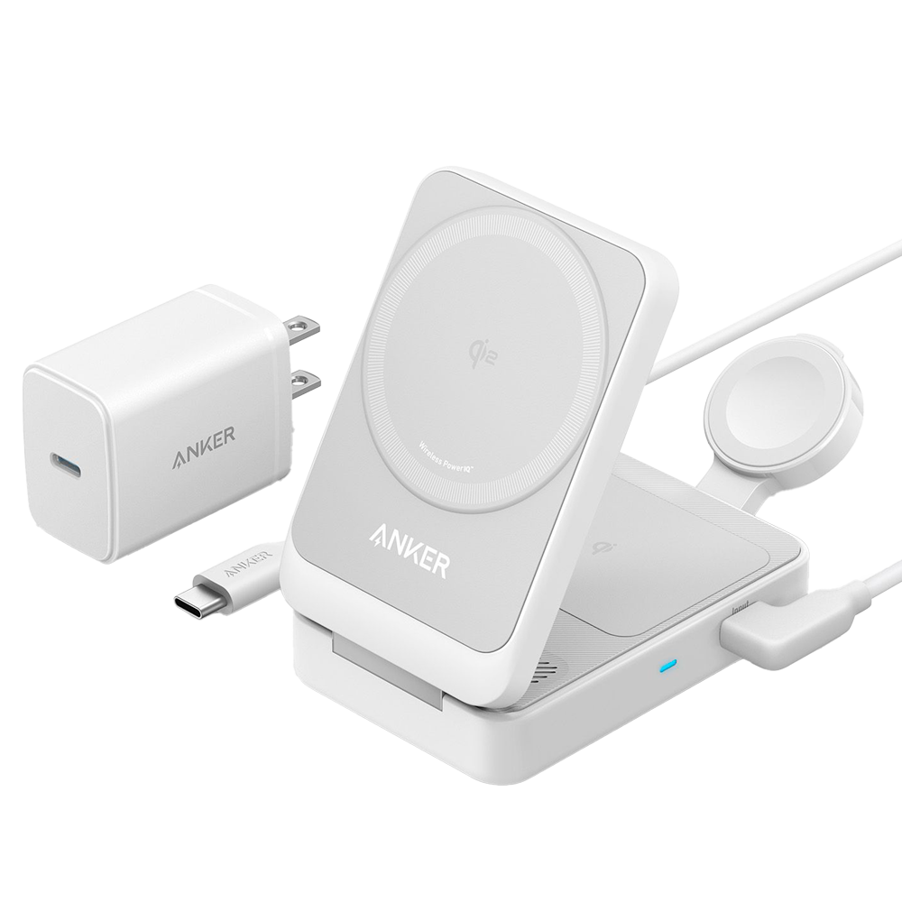Caricabatterie wireless Anker 3 in 1 - Tecnologia Magsafe - Ricarica veloce: iPhone
