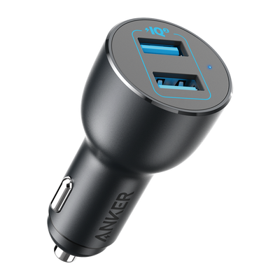 Anker - Accendisigari per auto in metallo - Potenza 36W - Ricarica rapida 18W | Tecnologia QC3.0 - Uscite 2x USB-A  - Carica 2 dispositivi contemporaneamente | Colore nero