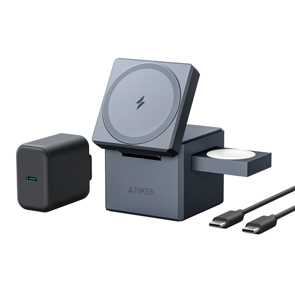 Anker - Caricabatterie wireless 3 in 1 - Tecnologia Magsafe - Ricarica rapida per iPhone