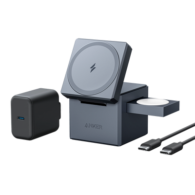 Anker - Caricabatterie wireless 3 in 1 - Tecnologia Magsafe - Ricarica rapida per iPhone