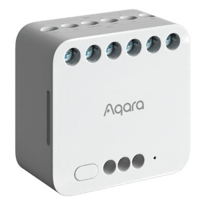 Aqara Modulo doppio relè T2  - Zigbee 3.0 / Matter over Zigbee - Controllo del motore / Monitoraggio dell'energia - Richiede  AQARA HUB - Protezione da sovraccarico - Supporta Apple Homekit