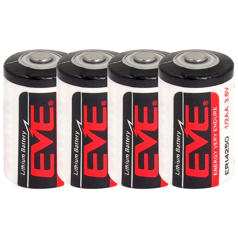 EVE - Pila  1/2 AA / ER14250 - Litio. Voltaggio 3.6 V - Prezzo per batteria. Pack da 4 batterie - Capacità nominale 1200 mAh - Compatibile con i prodotti a catalogo