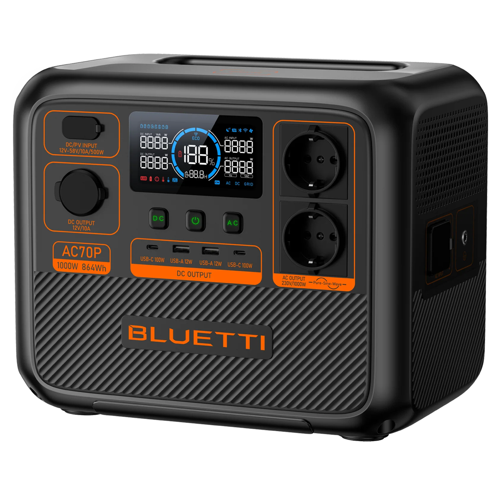Batteria portatile Bluetti - Gran capacità 864Wh - Potenza in uscita 1000W max - Ingressi e uscite multiple - 3000 Cicli di vita - Funzione UPS