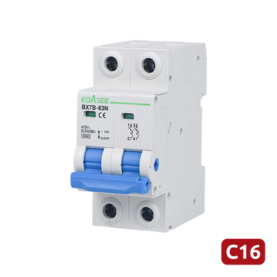 Interruttore magnetotermico - Corrente nominale 16A - 2 poli (installazioni monofase) - Curva di tipo C - Su guida DIN