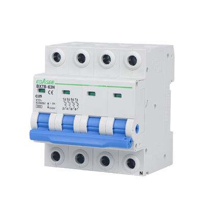 FENIVA | Interruttore magnetotermico - Corrente nominale 25A - 3+N poli (installazioni trifase) - Curva di tipo C - Su guida DIN - È conforme allo standard IEC/EN 60898-1
