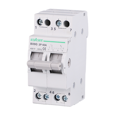 FENIVA | Sezionatore / Commutatore manuale - Corrente nominale 40A  - 2 poli (installazioni monofase) - Per sostituire/isolare in modo sicuro - Su guida DIN - Conforme alle norme IEC/EN 60947-3