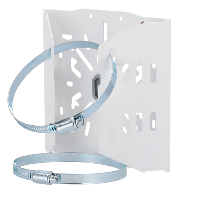 Staffa per pali/lampioni - Per telecamere bullet o dome - Design universale - Adatto per esterni - Colore bianco - Passacavo