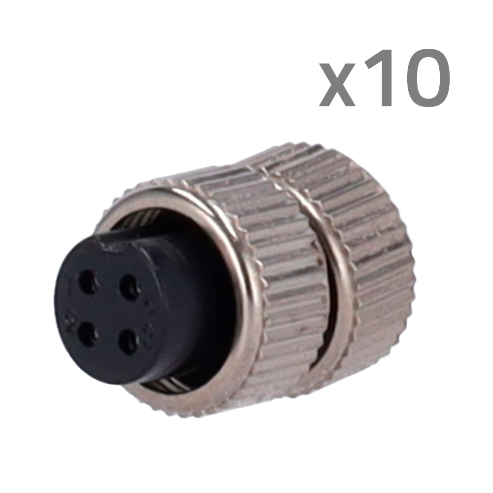 Conector M12 Hembra para soldar - Streamax compatible - 10 Unidades por bolsa - 4 Pines