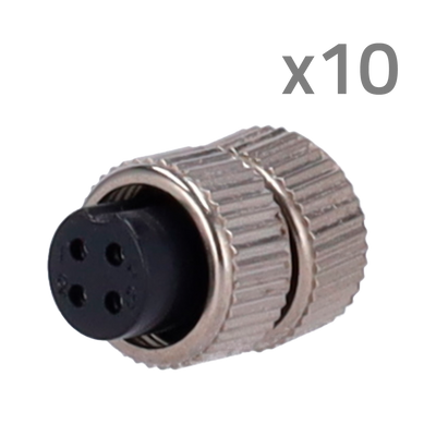 Conector M12 Hembra para soldar - Streamax compatible - 10 Unidades por bolsa - 4 Pines