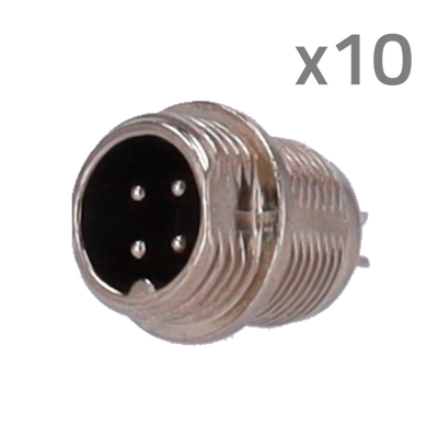 Conector M12 Macho para soldar - Streamax compatible - 10 Unidades por bolsa - 4 Pines