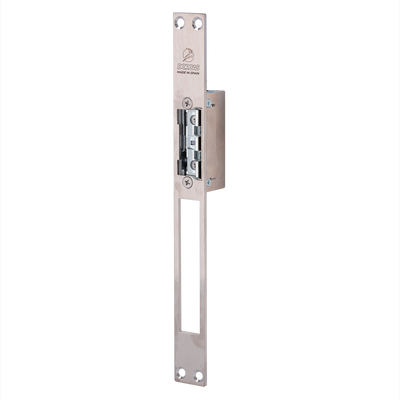 Abrepuertas eléctrico Dorcas - Para puerta sencilla | Pestillo radial regulable - Modo apertura Fail Secure (NO) - Fuerza de retención 330 kg - Alimentación AC/DC 10-24V | Memoria - Hembrilla | Instalación sin corte