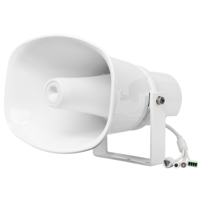 Altoparlante a tromba IP - Protocollo ONVIF - Formati MP3 e WAV - PoE+ o DC - Plastica ABS