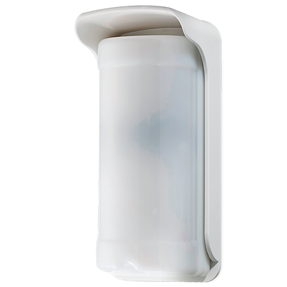 Rilevatore da esterno Duevi a basso consumo - Pronto per l'integrazione di trasmettitori di terze parti - Doppio PIR su ciascun lato e doppio PIR frontale - Copertura totale 180º / Antimasking - Alimentazione con 2 pile CR123A - Uso esterno I...