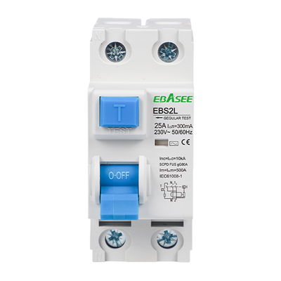 FENIVA | Interruttore differenziale - Corrente nominale 25A - 2 poli (installazioni monofase) - Sensibilità 300mA - Tipo di attivazione AC - Per guida DIN / Conforme alle norme IEC/EN 61008-1