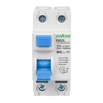 FENIVA | Interruttore differenziale - Corrente nominale 25A - 2 poli (installazioni monofase) - Sensibilità 30mA - Tipo di attivazione AC - Per guida DIN / Conforme alle norme IEC/EN 61008-1