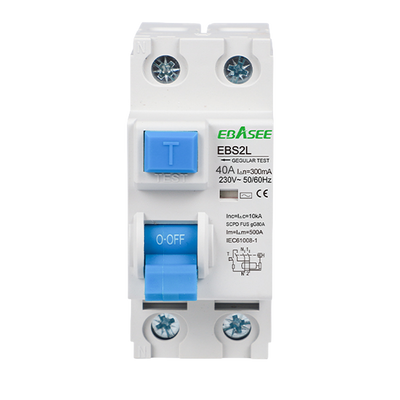 FENIVA | Interruttore differenziale - Corrente nominale 40A - 2 poli (installazioni monofase) - Sensibilità 300mA - Tipo di attivazione AC - Per guida DIN / Conforme alle norme IEC/EN 61008-1