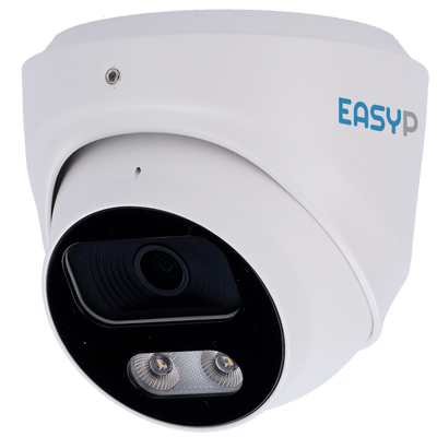 Telecamera Turret IP AI EASY-P - 8MP | Ottica 2.8 mm - IR 40 m | Luce bianca 30 m | Microfono - Installazione Plug &amp; Play - Supporta UMD e Motion Detect 2.0 - IP67 | PoE | P2P | Metallo
