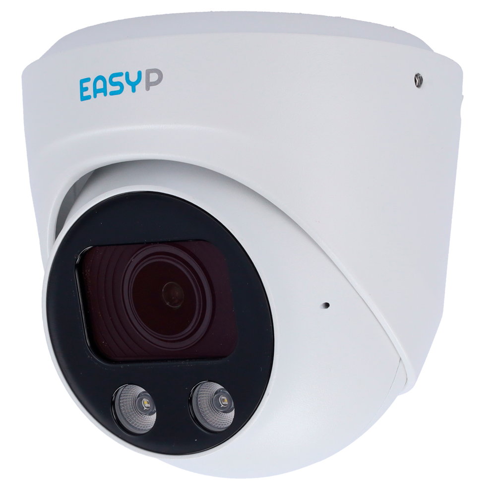 Telecamera Turret IP AI EASY-P - 8MP | Ottica Motorizzata 2.7~13.5 mm - IR 40 m | Luce bianca 30 m | Microfono - Installazione Plug &amp; Play - Supporta UMD e Motion Detect 2.0 - IP67 | PoE | P2P | Metallo