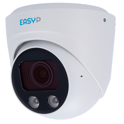 Telecamera Turret IP AI EASY-P - 8MP | Ottica Motorizzata 2.7~13.5 mm - IR 40 m | Luce bianca 30 m | Microfono - Installazione Plug &amp; Play - Supporta UMD e Motion Detect 2.0 - IP67 | PoE | P2P | Metallo