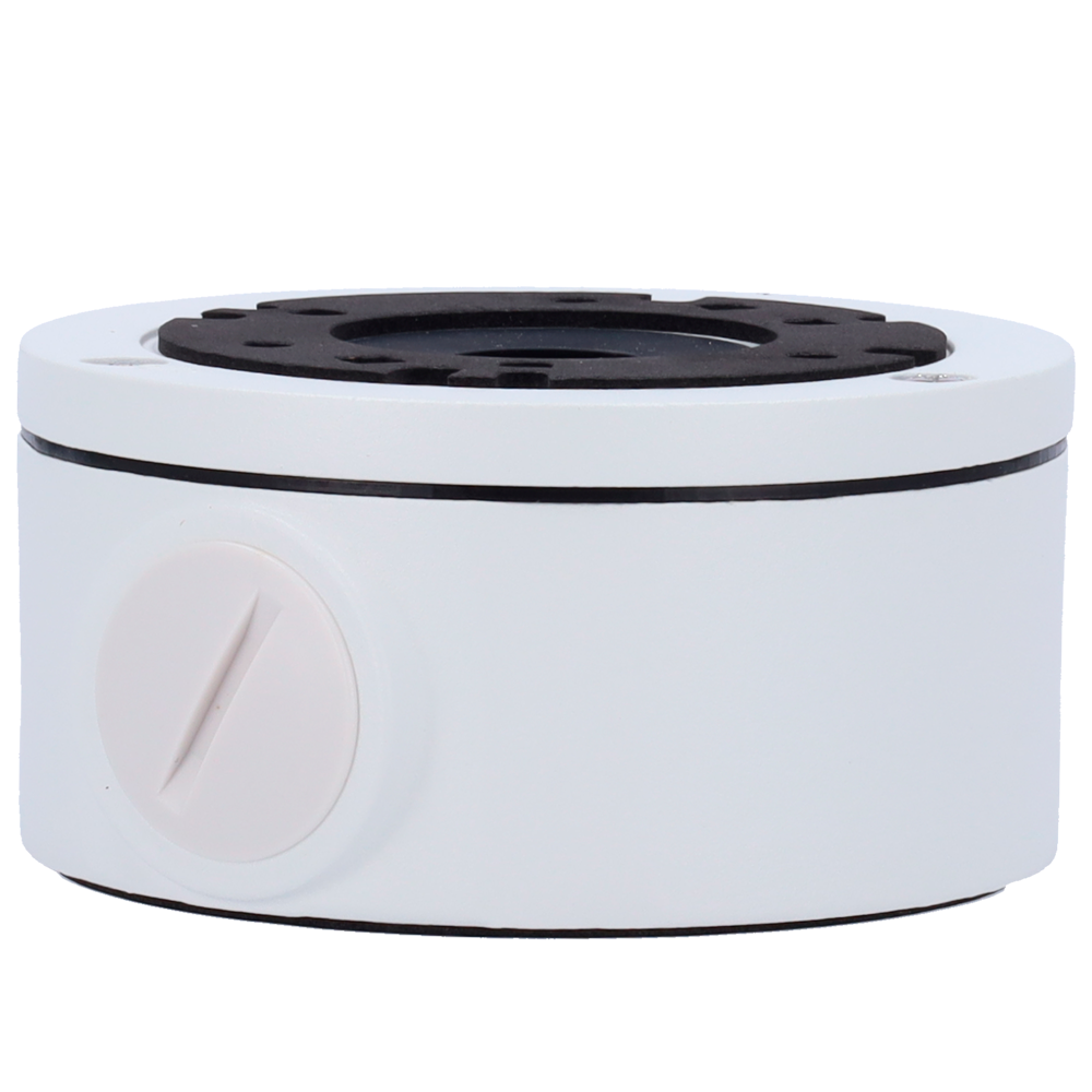Scatola di giunzione Easy-P - Per telecamere bullet e turret - Adatto per uso in esterni - Installazione a tetto o parete - Diametro della base 101 mm - Passacavo