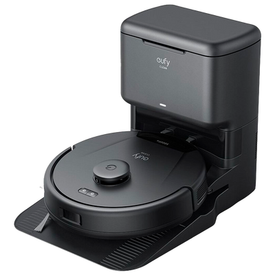 Robot aspirapolvere e spazzola Eufy by Anker - Potenza massima di 5000 Pa - Capacità del serbatoio Polvere 350 ml e acqua 280 ml - Tecnologia BoostIQ™️ / Navigazione laser iPath - Mappatura Vari Piani - Compatibile con Amazon Alexa e Google Assistant
